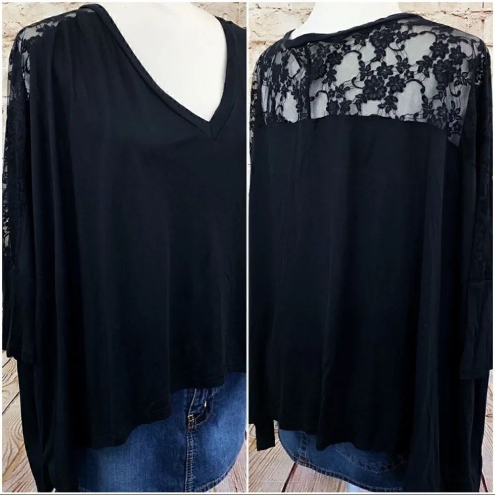 Express oversized dolman lace top